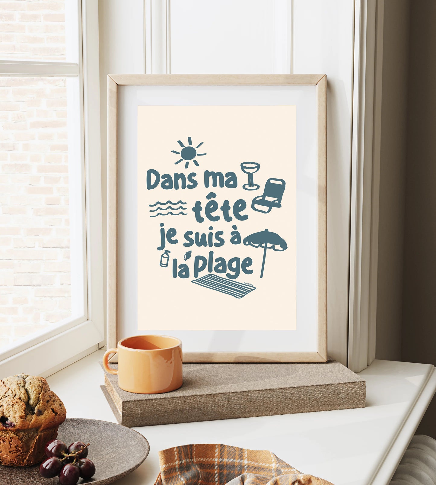 Dans ma tête, je suis à la plage - affiche