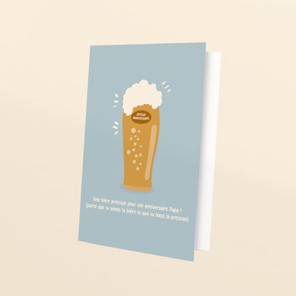 Une bière pression pour ton anniversaire papa - carte de voeux